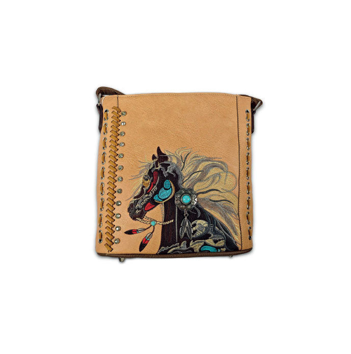 Small Tan Handbag with Horse