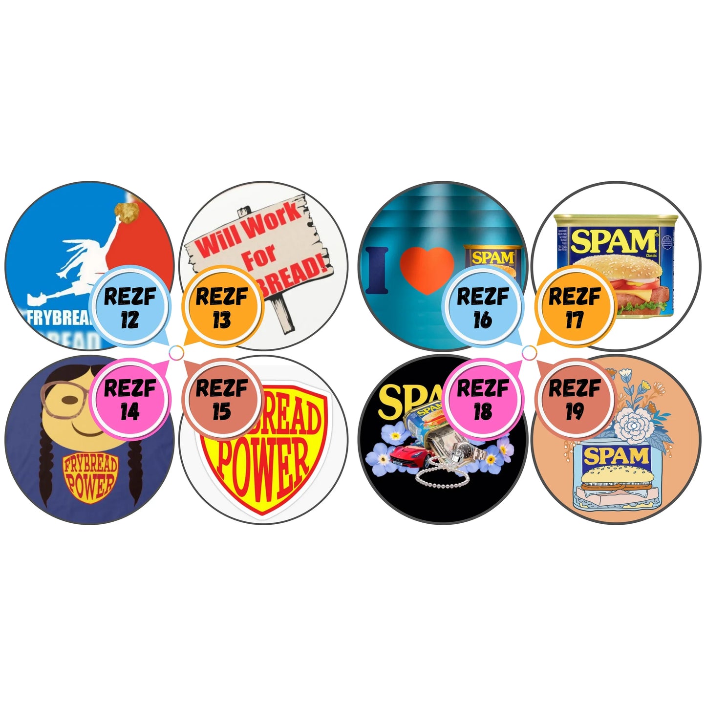 Rezzy Food Themed Cabs - 1 INCH EPOXY STICKER CABS (PAIR)