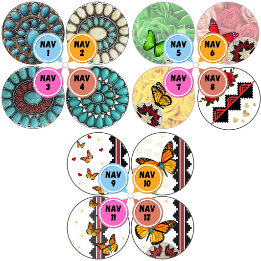 Navajo Themed Cabs - ½ INCH GLASS CABS (PAIR)