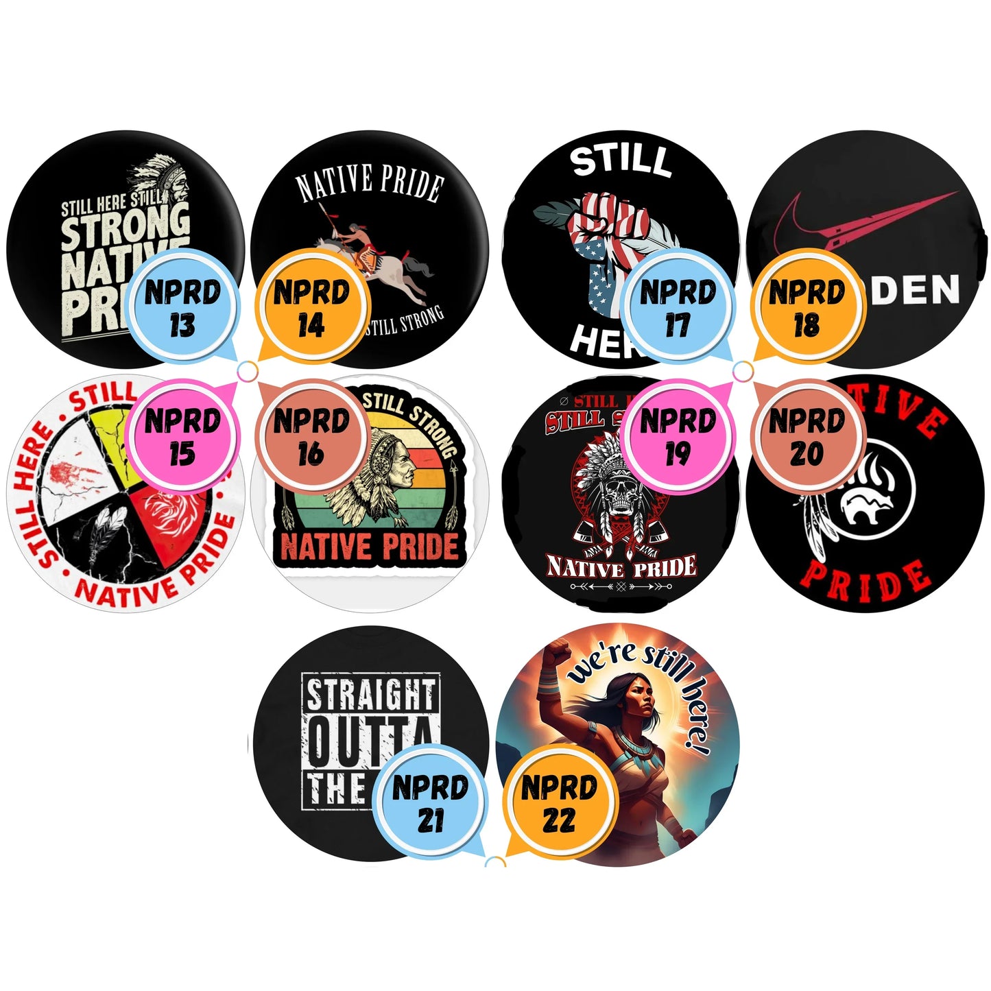 Native Pride Themed Cabs - 1 INCH GLASS CABS (PAIR)