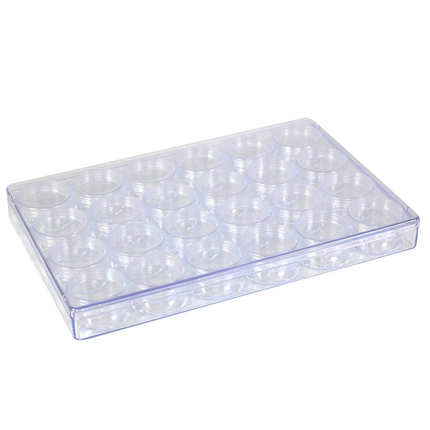 Everything Mary Large Plastic Bead Storage Organizer Box with 24 Stackable Jars – Craft Storage for Beads, Diamond Painting & Small Supplies